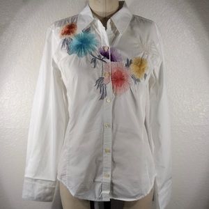 3J Workshop by Johnny Was Butterfly Embroidered Button Up M NWT